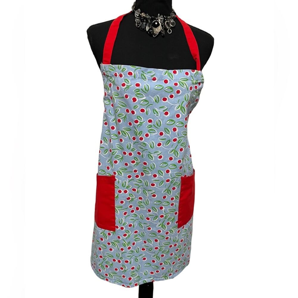 Floral Apron with Red Accents OSFM